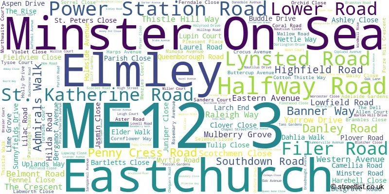 A word cloud for the ME12 3 postcode